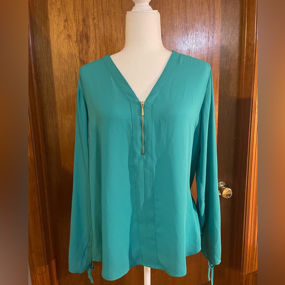 Express Blouse Gold Front Zipper
